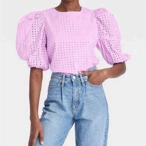 A New Day Eyelet Puff Sleeve Top